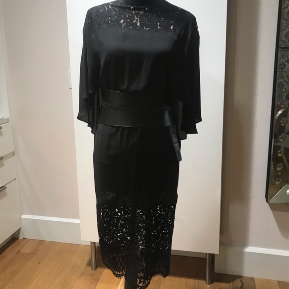 NWT BCBG Lace Blocked Cape Dress - Picture 7 of 8